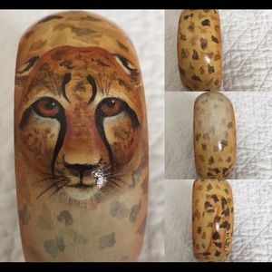 70s 80s vintage style hand painted Cheetah bangle